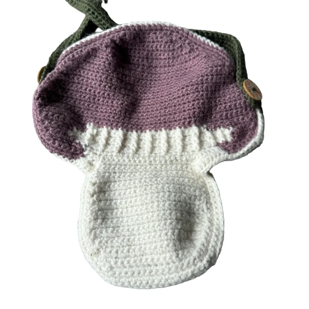 Handmade Crocheted Mushroom Bag with Zipper